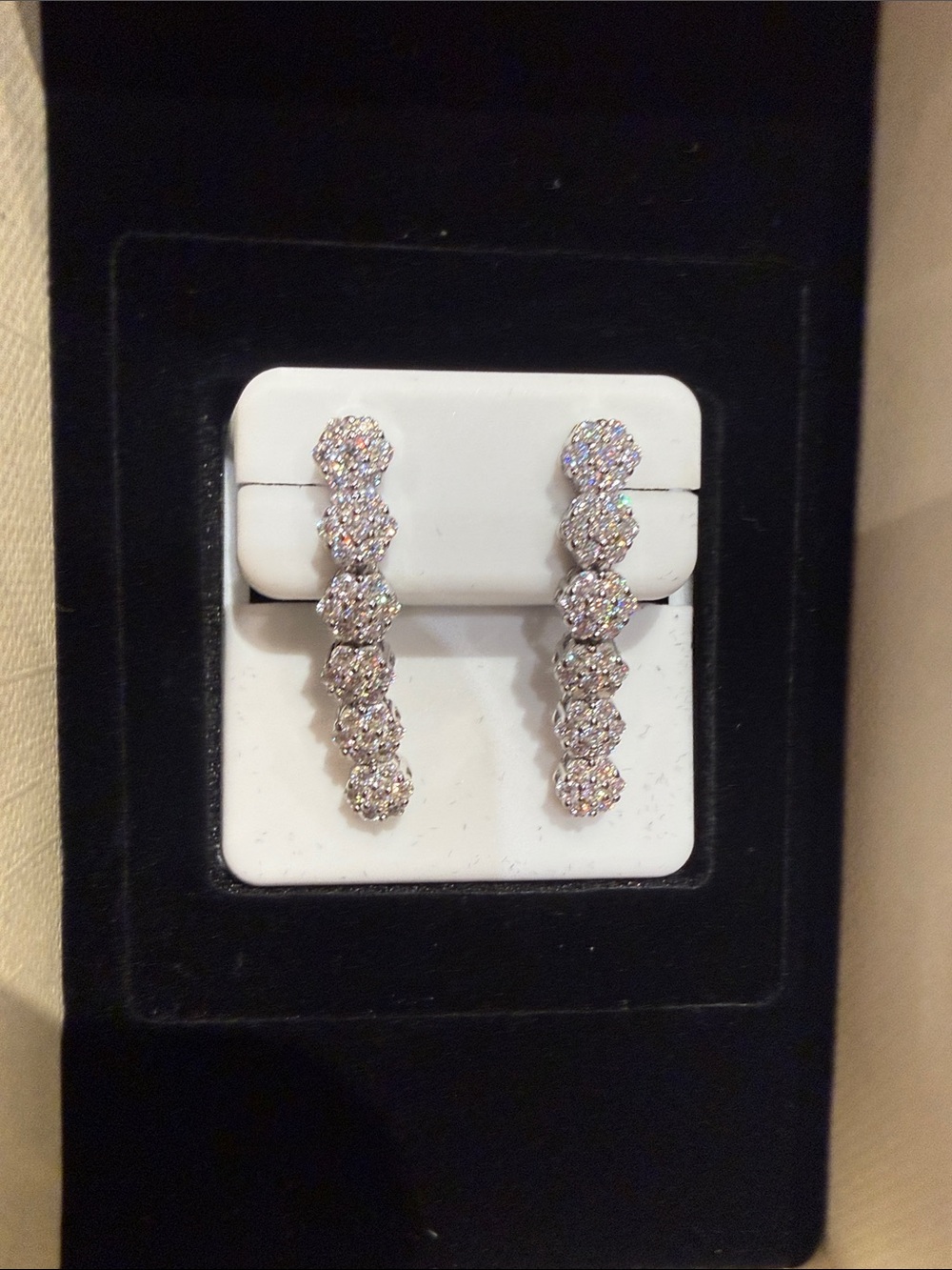 Sterling Silver Moissanite Drop Pave Earrings 2 CTW